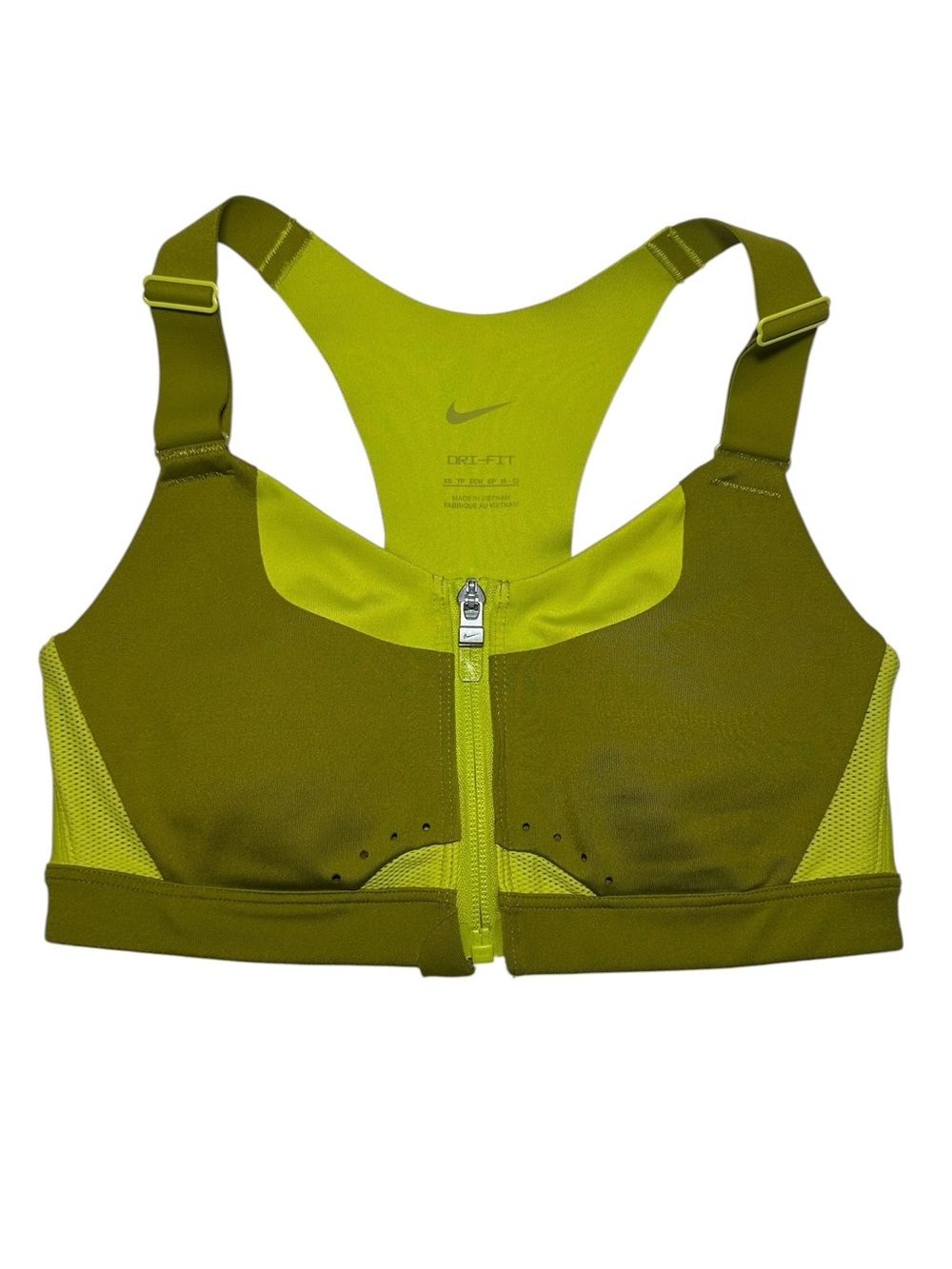 Nike Alpha Women's High-Support Padded Zip-Front Sports Bra Yellow/Green XS